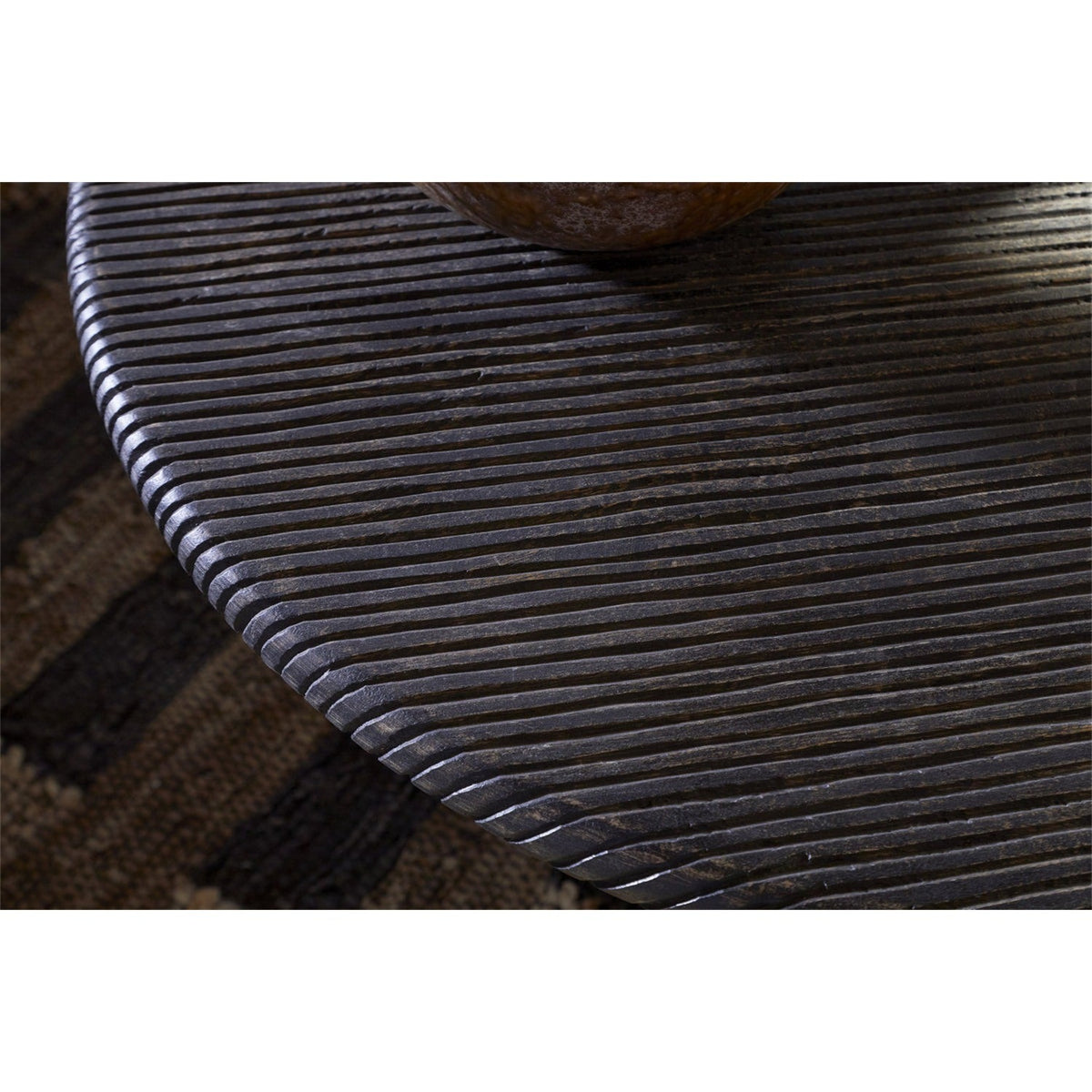 Vivan Grooved Mango Wood Coffee Table - Charcoal