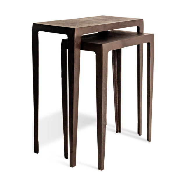 Jagan Cast Metal Nest of 2 Side Tables - Aged Black