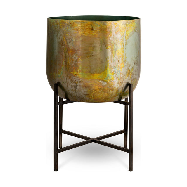 Jani Iron Planter on Stand - Oxidised Metal