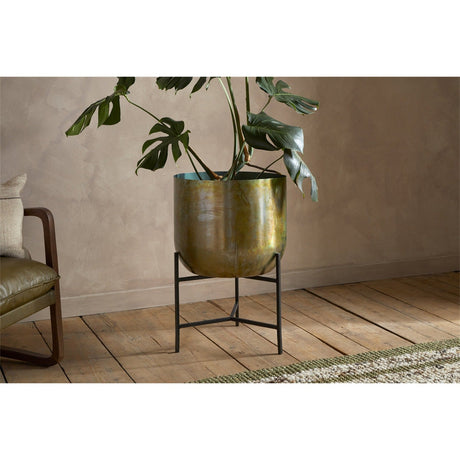 Jani Iron Planter on Stand - Oxidised Metal