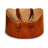 Panasi Wide Leather Storage Basket - Tan
