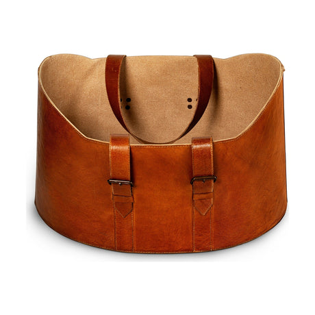 Panasi Wide Leather Storage Basket - Tan