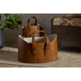 Panasi Wide Leather Storage Basket - Tan