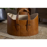 Panasi Wide Leather Storage Basket - Tan