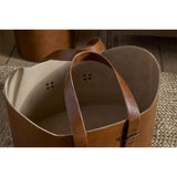 Panasi Wide Leather Storage Basket - Tan