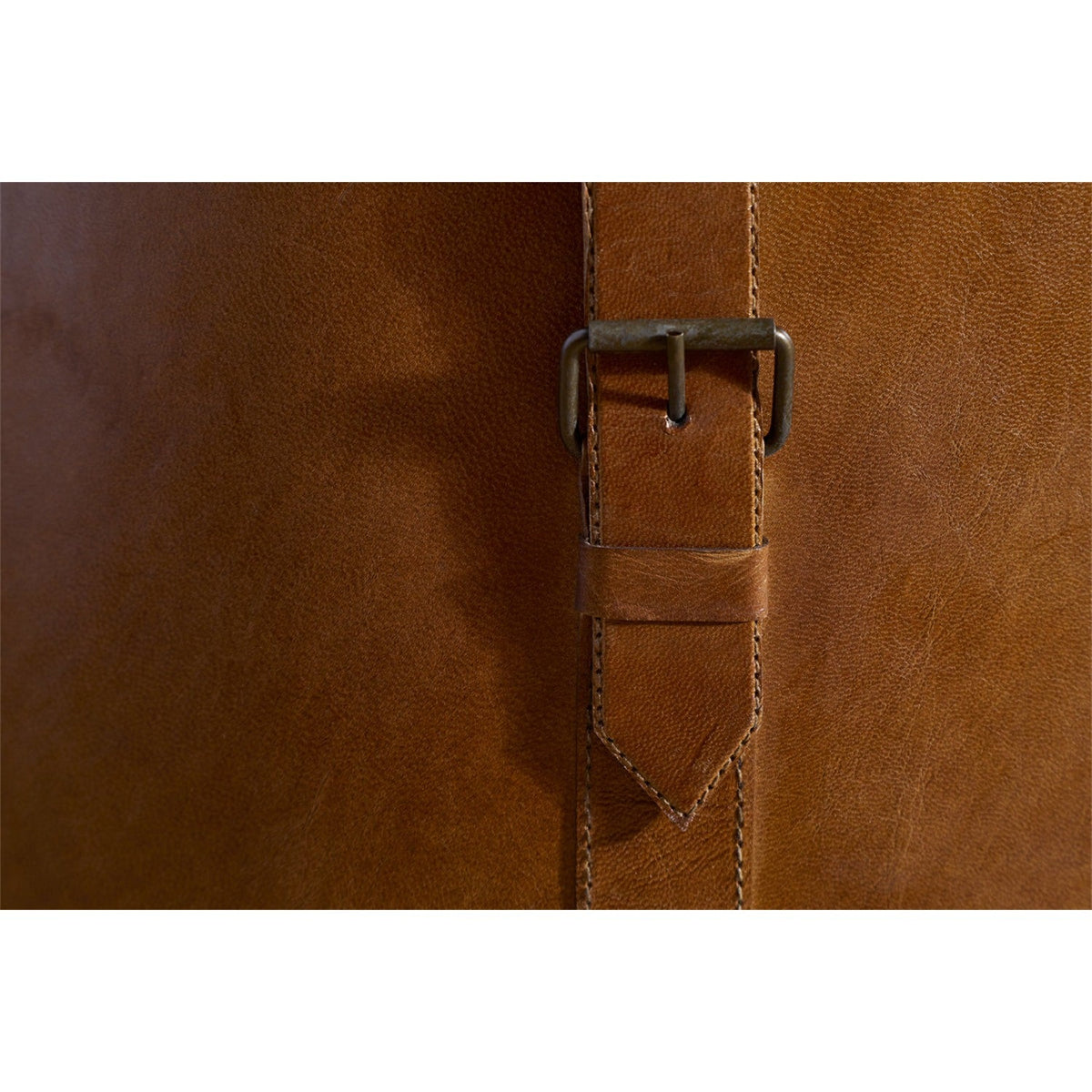 Panasi Wide Leather Storage Basket - Tan