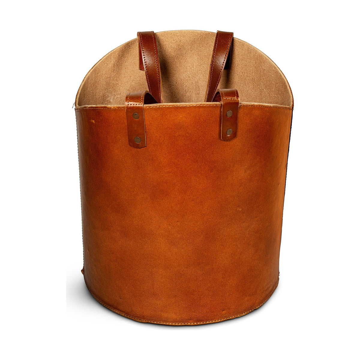 Panasi Tall Leather Storage Basket - Tan