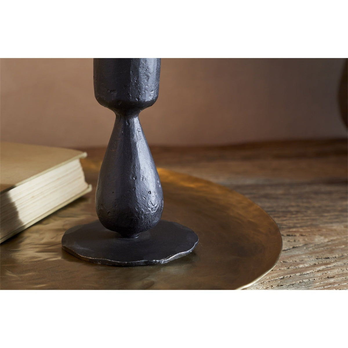 Suba Hammered Iron Candle Holder - Black