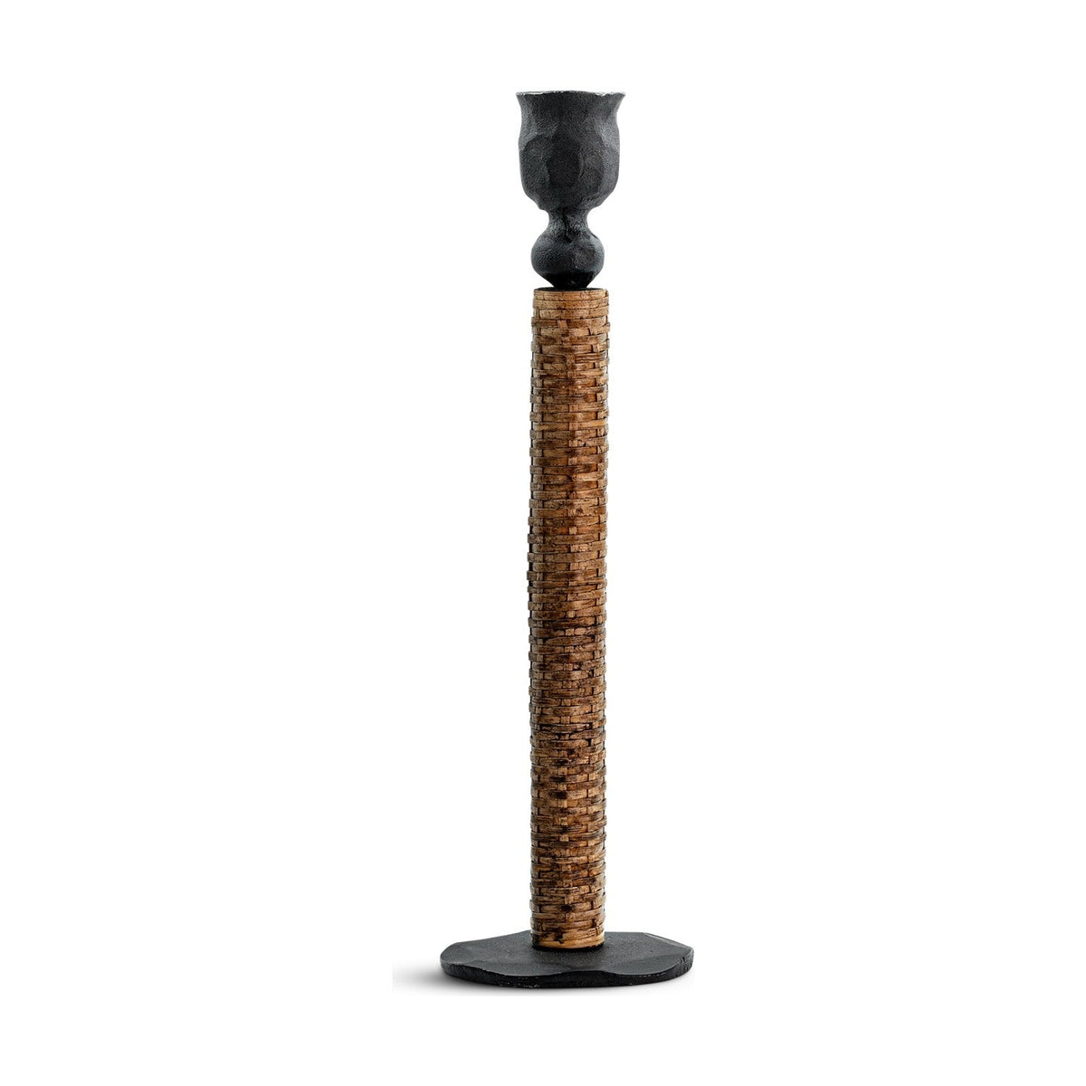 Musika Large Woven Candlestick - Black & Natural