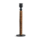 Musika Large Woven Candlestick - Black & Natural