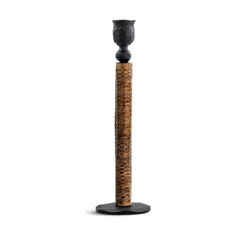 Musika Large Woven Candlestick - Black & Natural
