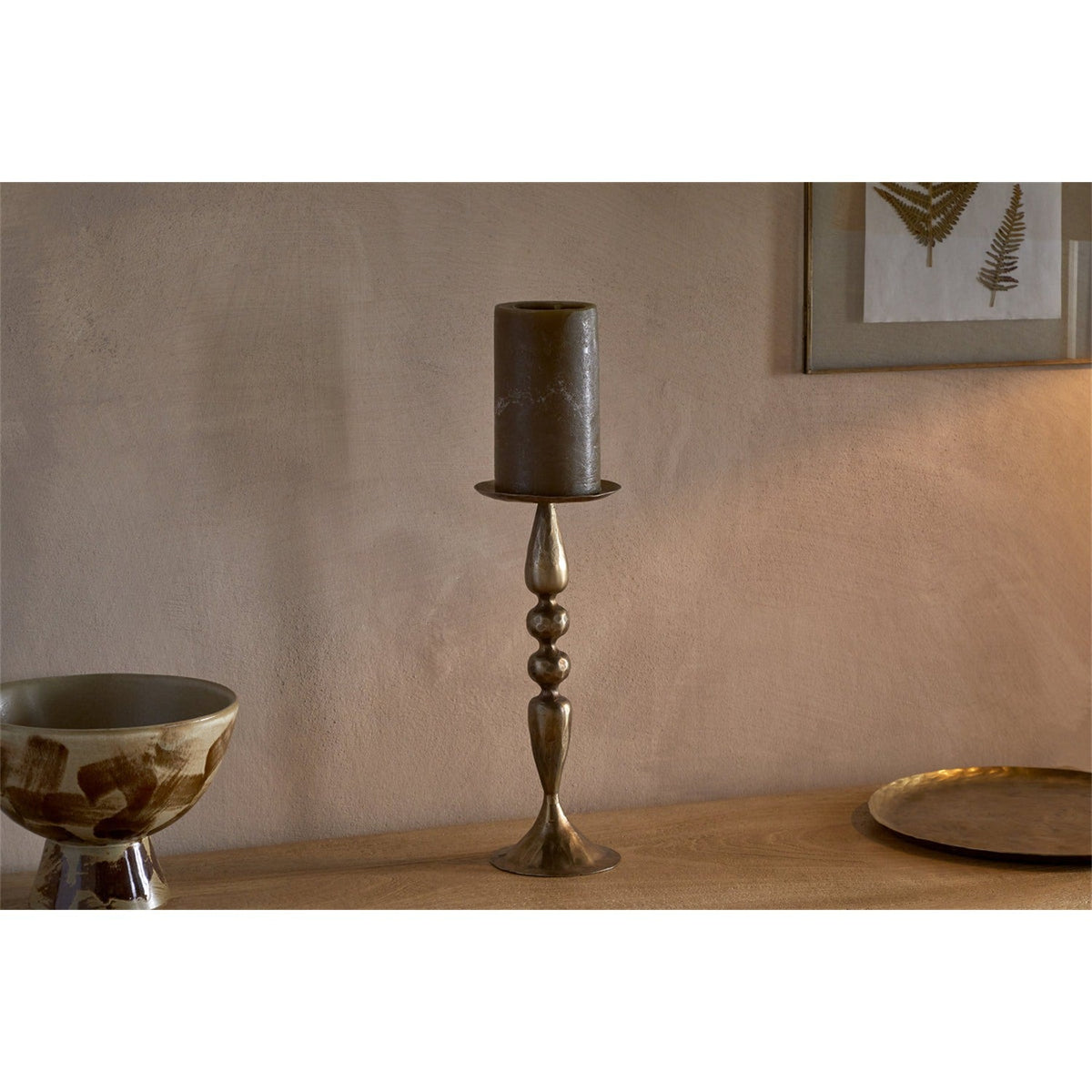 Ayo Pillar Candle Holder - Brass