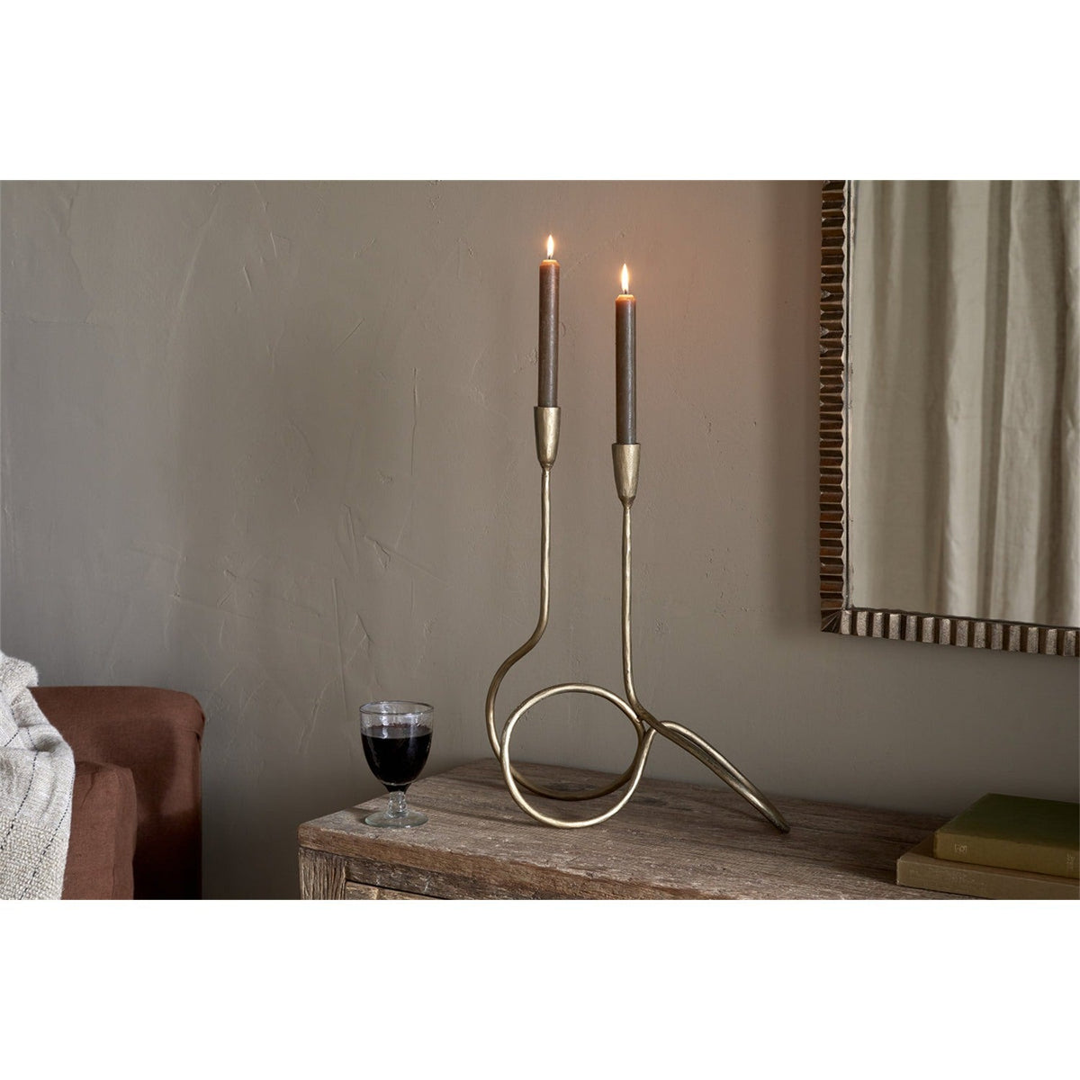 Ayee Twisted Candle Holder - Brass