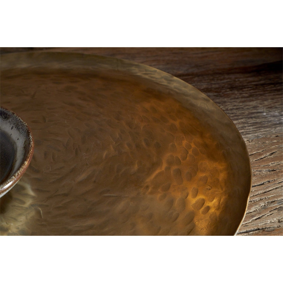 Oorja Hammered Round Tray - Brass