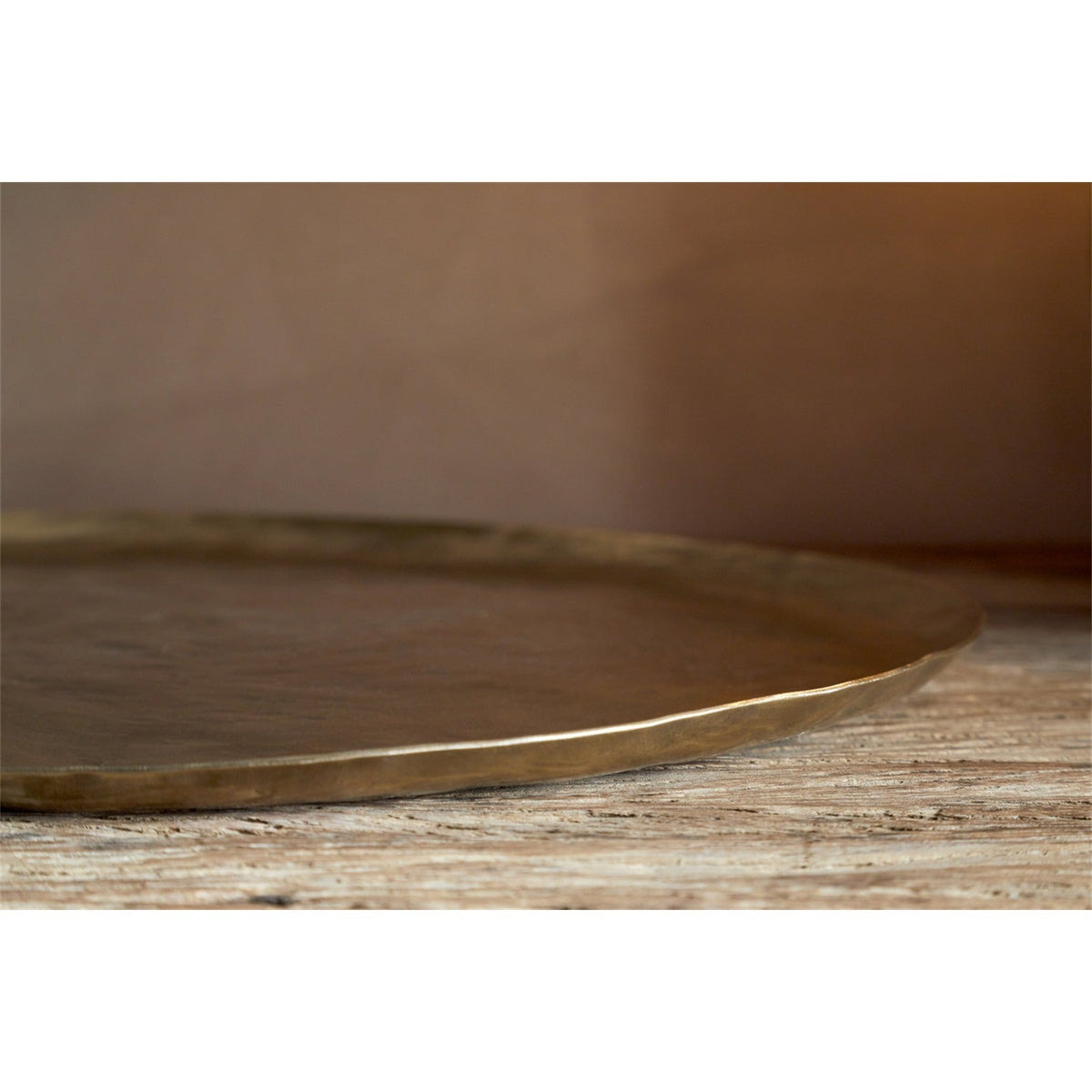 Oorja Hammered Round Tray - Brass