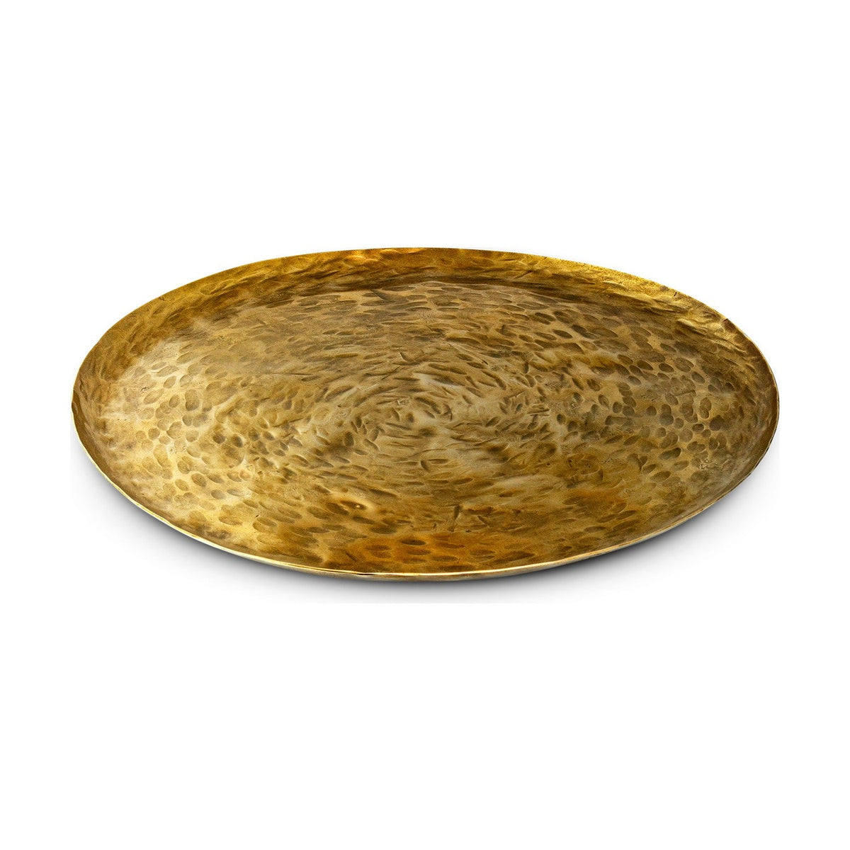 Oorja Hammered Round Tray - Brass