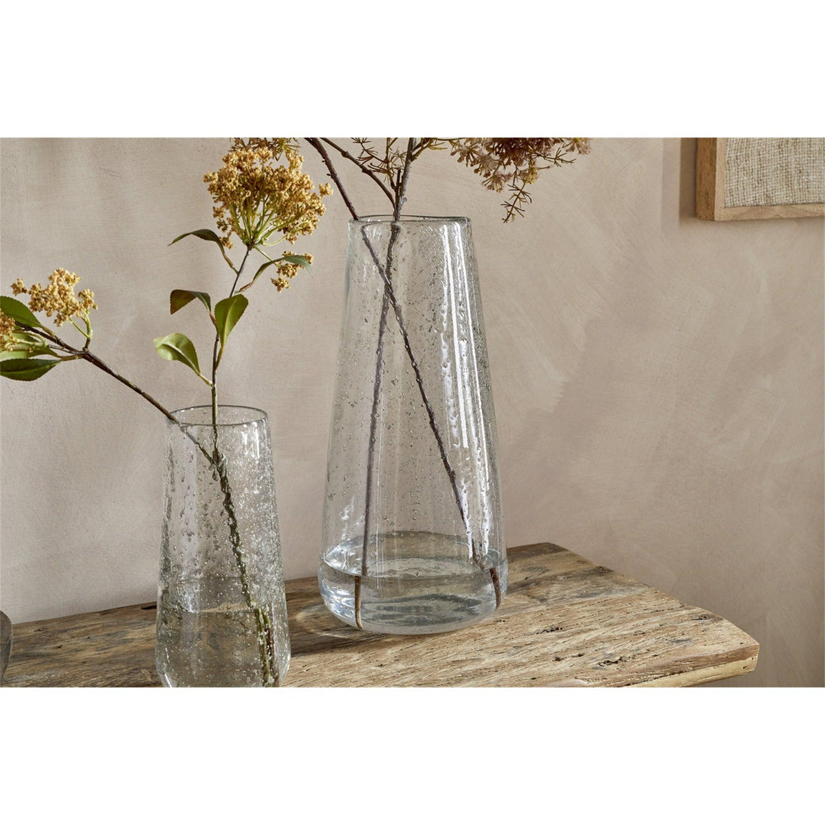 Nyuki Large Speckled Glass Vase - Clear Antique