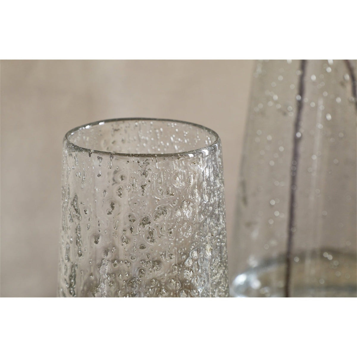 Nyuki Large Speckled Glass Vase - Clear Antique