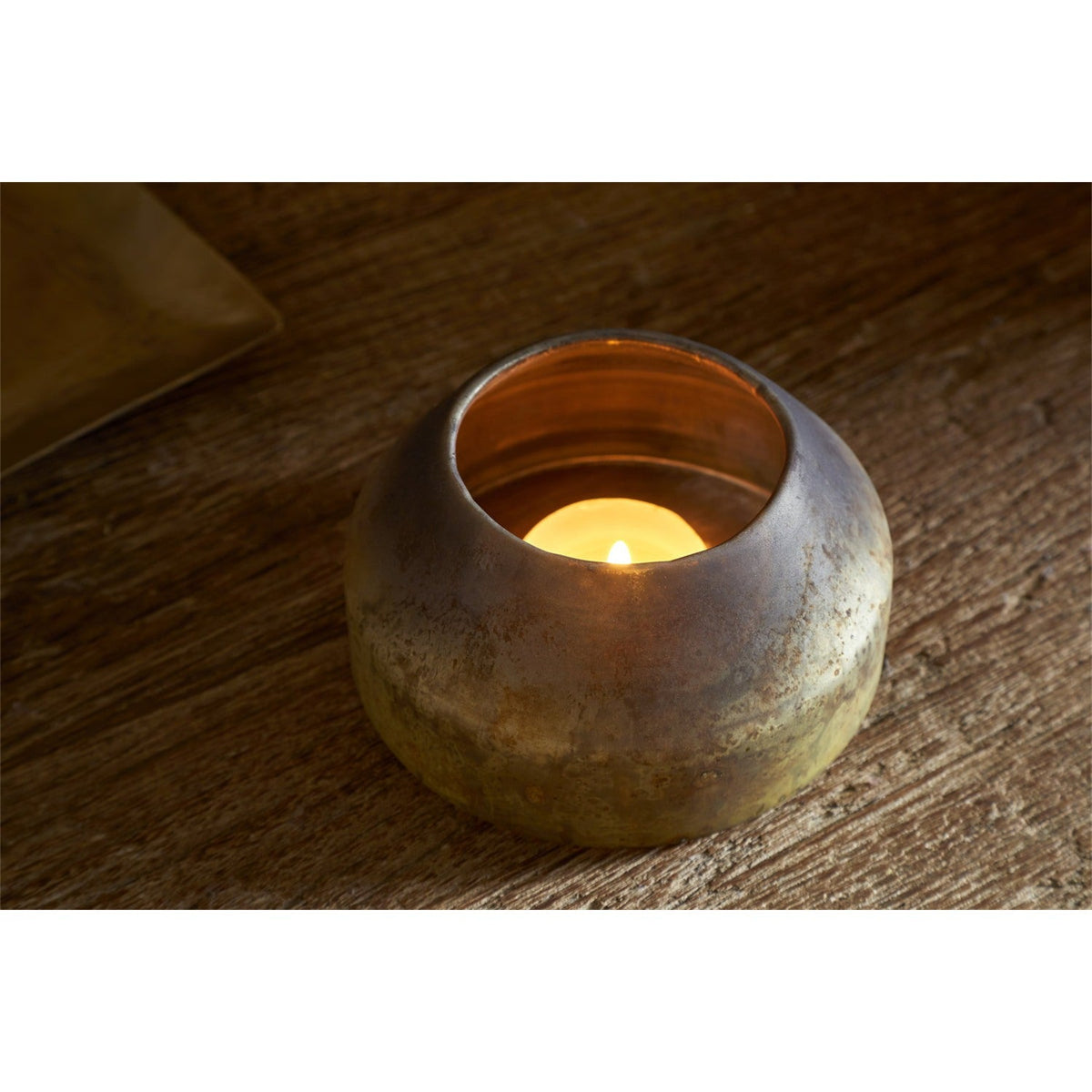 Singal Recycled Glass Tealight Holder - Green Smoke