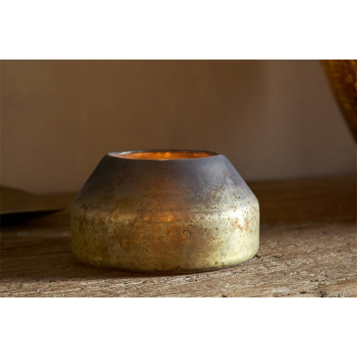 Singal Recycled Glass Tealight Holder - Green Smoke