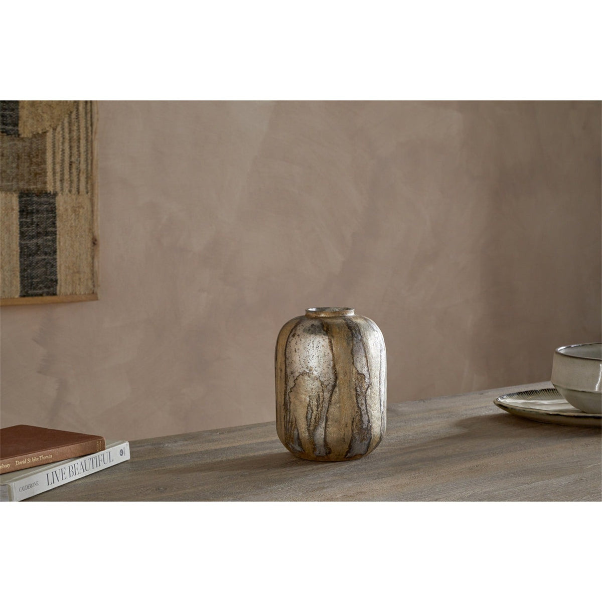 Hamira Recycled Glass Vase - Silver Rust