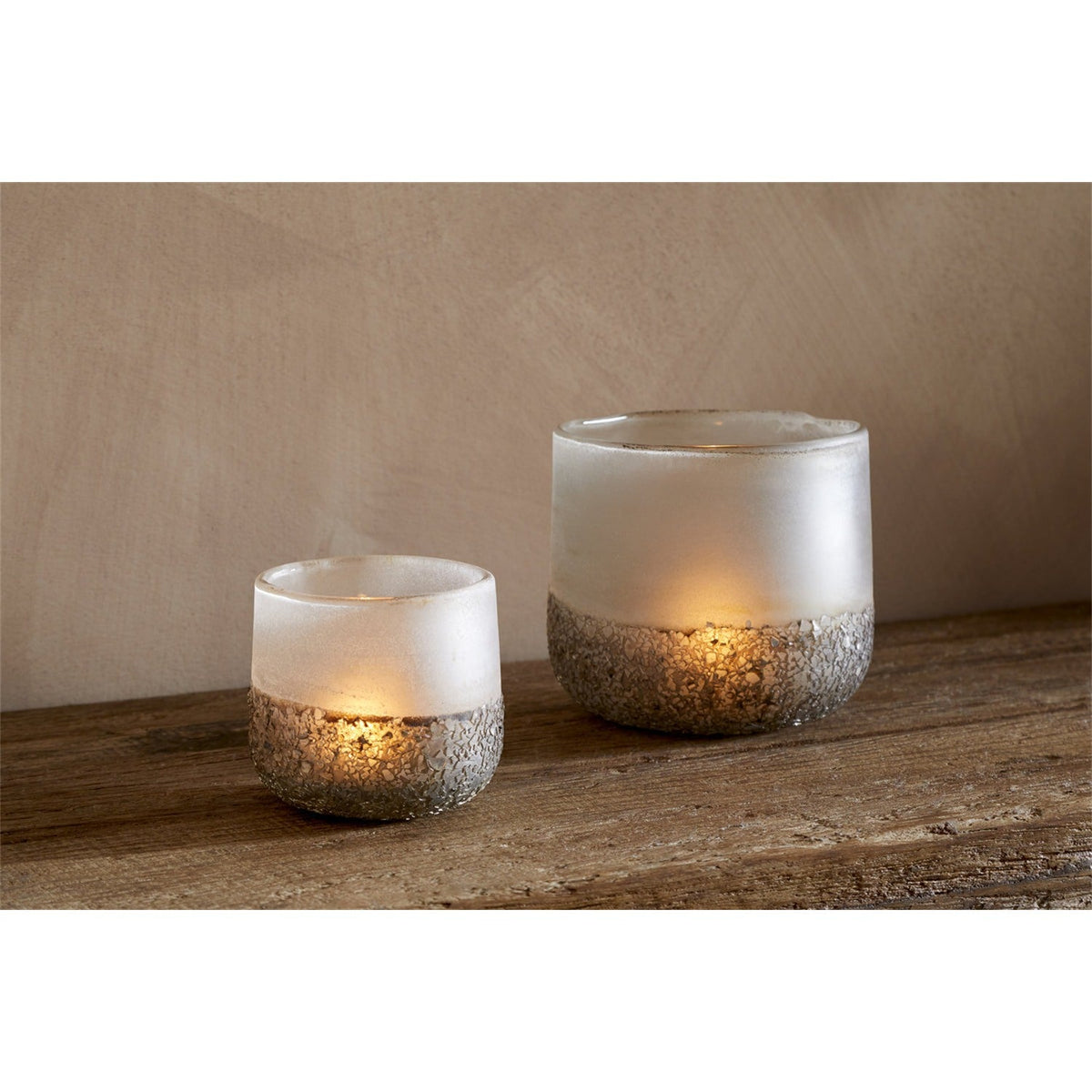 Riyara Small Christmas Candle Holder - Silver Sparkle
