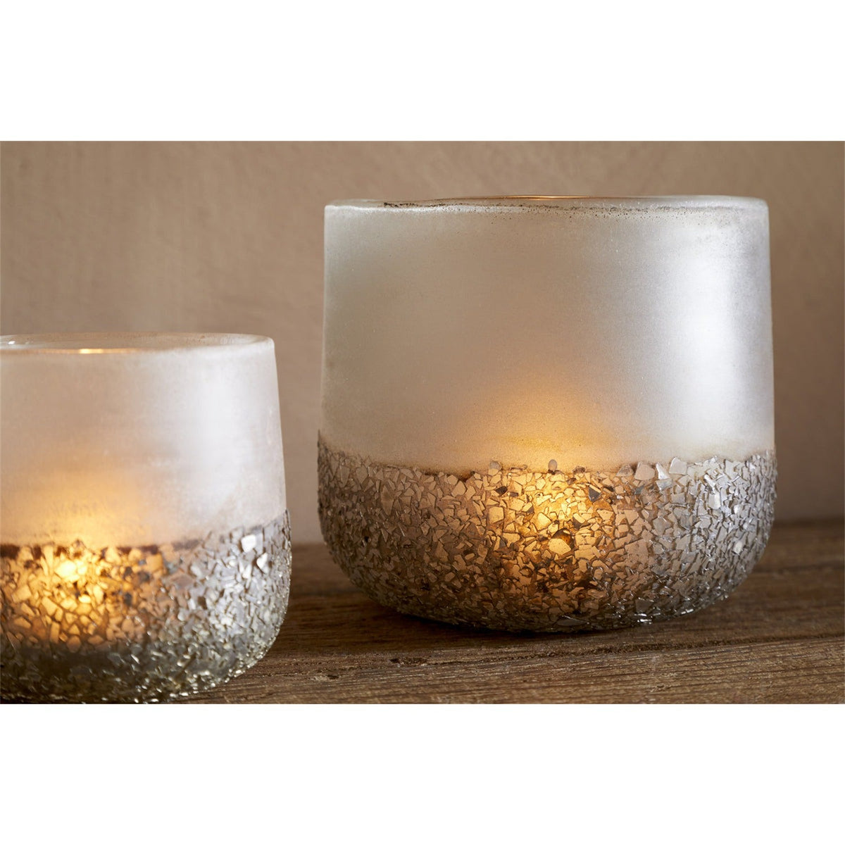 Riyara Medium Christmas Candle Holder - Silver Sparkle