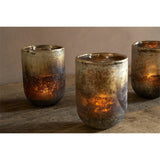 Furaha Glass Tealight Holder - Frosted Black - Set of 3