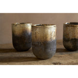 Furaha Glass Tealight Holder - Frosted Black - Set of 3