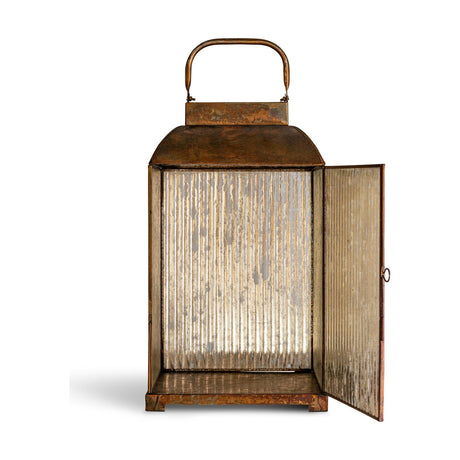 Ruala Ribbed Mercury Glass Lantern - Brass