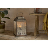 Ruala Ribbed Mercury Glass Lantern - Brass