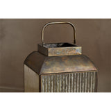 Ruala Ribbed Mercury Glass Lantern - Brass
