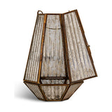 Igbo Ribbed Mercury Glass Lantern - Brass