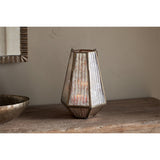 Igbo Ribbed Mercury Glass Lantern - Brass