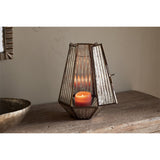 Igbo Ribbed Mercury Glass Lantern - Brass
