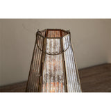 Igbo Ribbed Mercury Glass Lantern - Brass