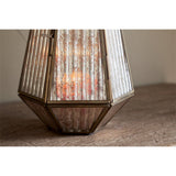 Igbo Ribbed Mercury Glass Lantern - Brass