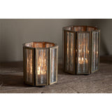 Tyma Small Silvered Glass Tealight Holder - Brass
