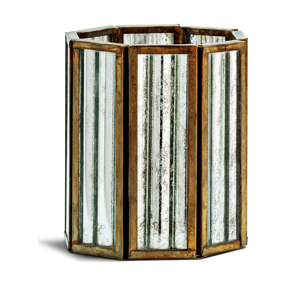 Tyma Medium Silvered Glass Tealight Holder - Brass