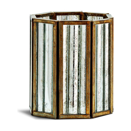 Tyma Medium Silvered Glass Tealight Holder - Brass