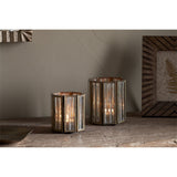 Tyma Medium Silvered Glass Tealight Holder - Brass