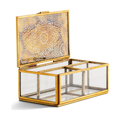 Kijang Small Perforated Jewellery Box - Brass & Clear