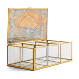 Kijang Large Perforated Jewellery Box - Brass & Clear