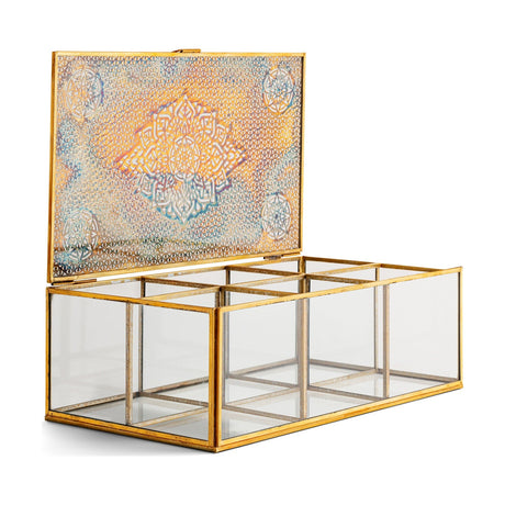 Kijang Large Perforated Jewellery Box - Brass & Clear