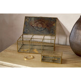 Kijang Large Perforated Jewellery Box - Brass & Clear