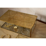 Kijang Large Perforated Jewellery Box - Brass & Clear