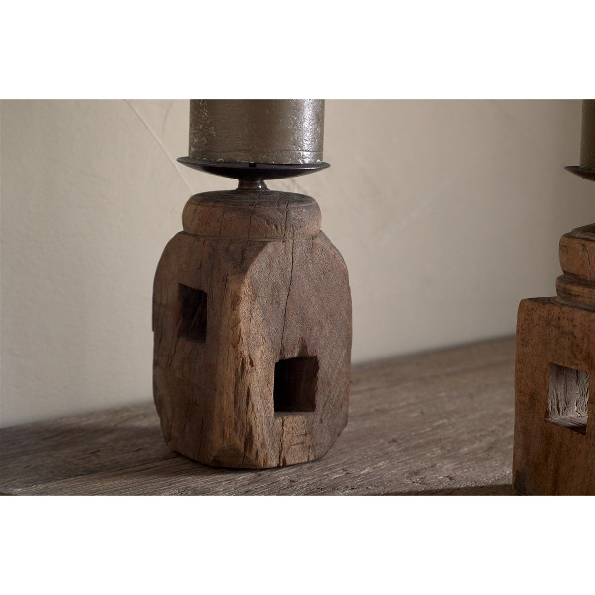 Rana Reclaimed Wood Candle Holder - Natural