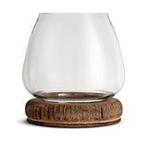 Ika Small Mango Wood Hurricane Lantern - Natural & Clear