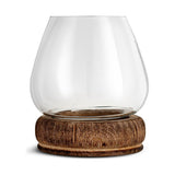 Ika Large Mango Wood & Glass Lantern - Natural & Clear