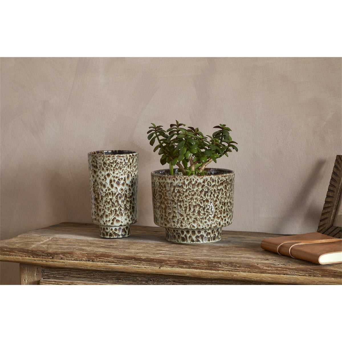 Uzuri Tall Stoneware Vase - Brown